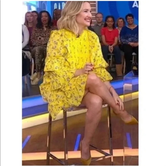 Happy X Nature By Kate Hudson Dress Ditsy Meadow Mini Floral Ruffle Yellow - Picture 3 of 14